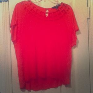 Hot pink top with crochet collar