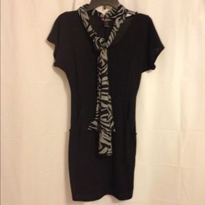 Sweater Dress with scarf.