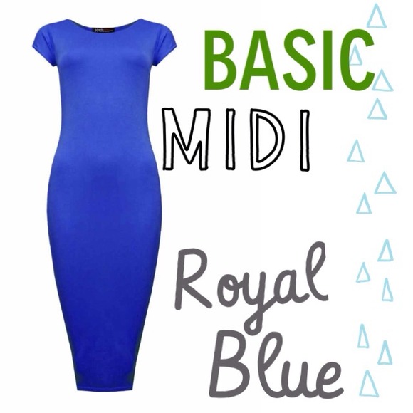 SOLD "Basic" Midi Dress - Royal Blue - L/XL