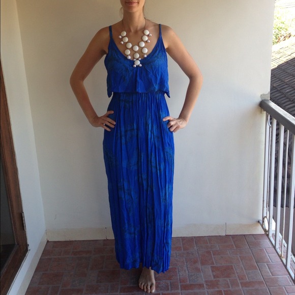 handmade Dresses & Skirts - Cobalt blue maxi with overlay