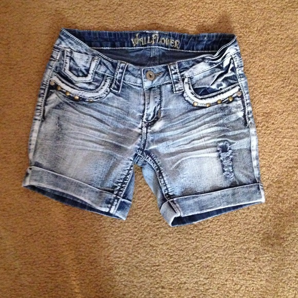 Acid wash midi shorts
