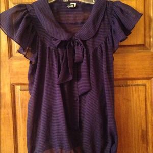 🔴 Beautiful Purple Bow Tie Blouse