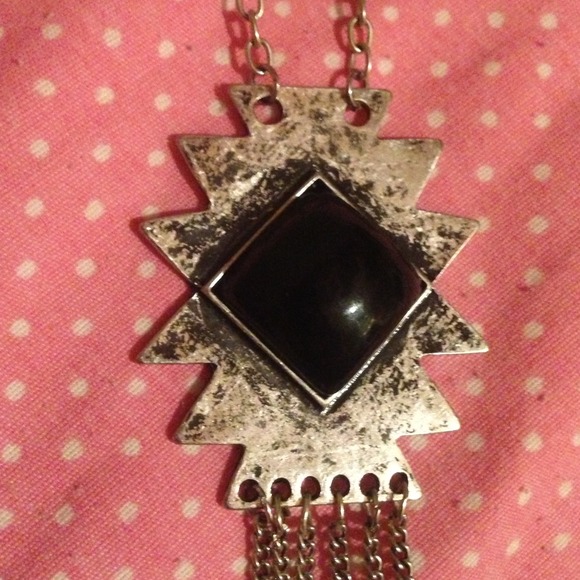 Pacsun black and silver tribal necklace NWOT - Picture 2 of 3