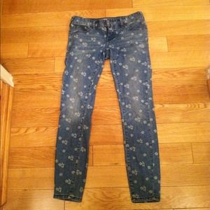 FREE PEOPLE FLORAL JEANS