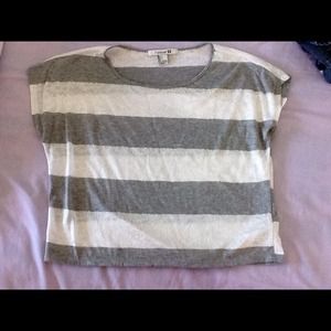 Grey and White Striped Lace Shirt