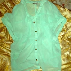Sheer loose mint green shirt