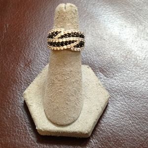 SOLD Diamonique black and white sterling  ring