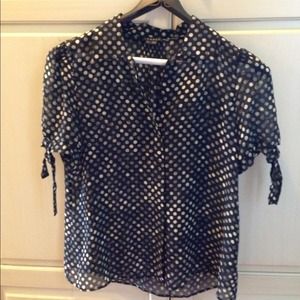 Theory polka dot silk blouse.