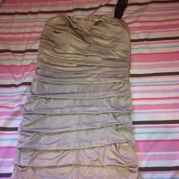 Strapless homecoming dress w/ brown strap handmade - Picture 1 of 4