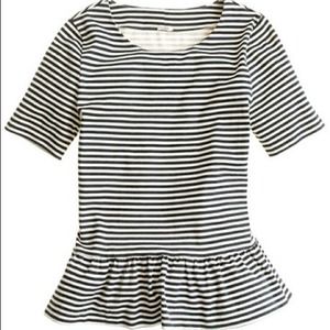 J. Crew Striped Peplum Style Ruffle Top