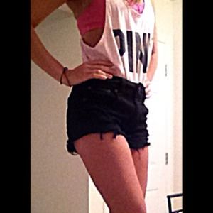 American Eagle high-waisted shorts.