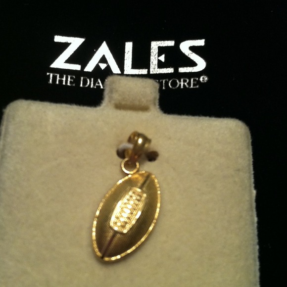 14kT gold football charm and sterling silver charm