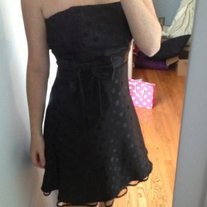 Black on Black Polka Dot Strapless Dress
