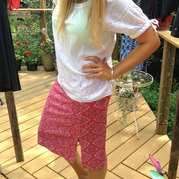 Jersey Knit Bandana Print Red Skirt 💋