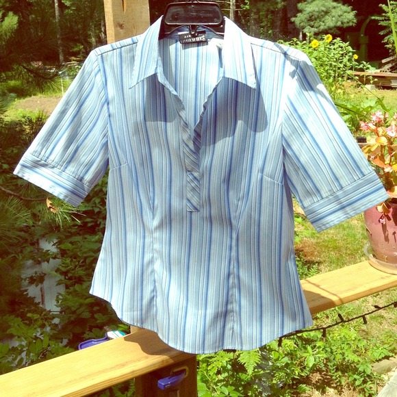 Fitted Striped Dress Shirt 👚 - Picture 1 of 3