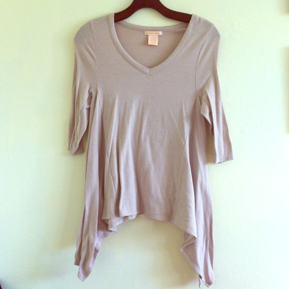Beige v-neck asymmetrical top