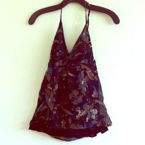 Black floral halter top