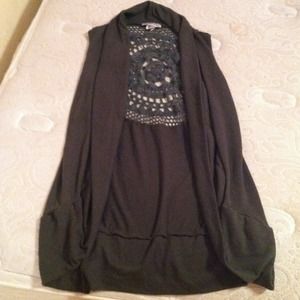 Army Green Sleeveless Cardigan