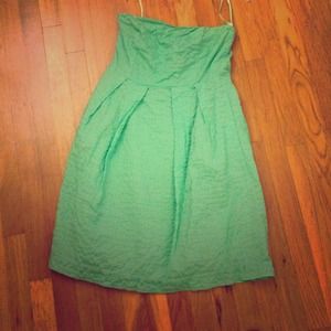 Mint green strapless jcrew dress with built in bra