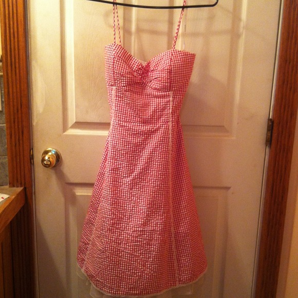 Cute red and plaid dress with a tool under skirt