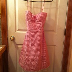 Cute red and plaid dress with a tool under skirt