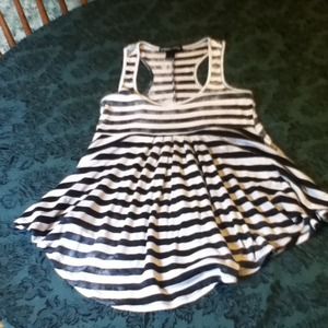 Striped tank top with bleached effect