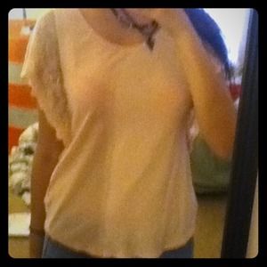 Light pink shirt with lace sleeves