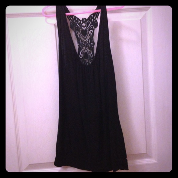 Black Top With Lace-Like Back - Picture 1 of 3