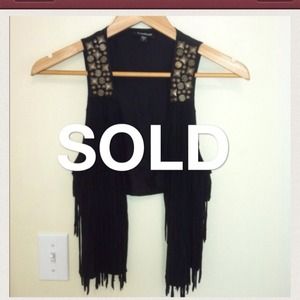 SOLD: Black Fringe Vest by bebe