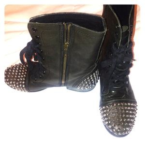 Steve Madden silver studded combat boots
