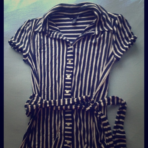 Dark blue and white striped shirt from Tommy H