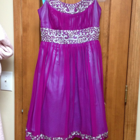 Adrianna Papell Hand Beaded Silk Evening Dress