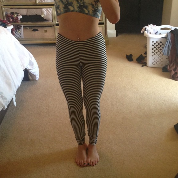 American Apparel Pants - American Apparel Black & White Striped Leggings