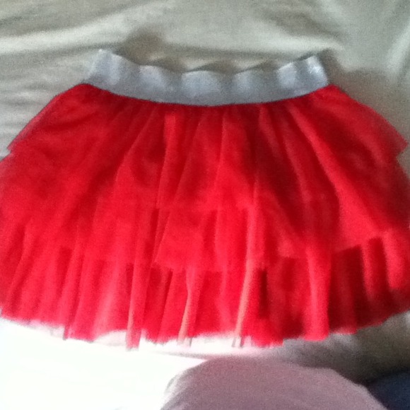Red tule skirt