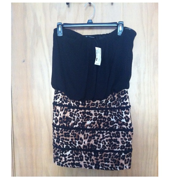 L tube cheetah chiffon dress