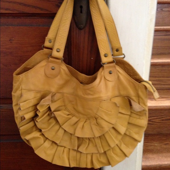 Anthropologie Yellow Mustard Leather Bag