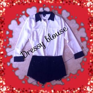 BRAND NEW Dressy white and black blouse