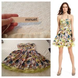 *DEFECT* Minuet green and floral dress NEEDS NEW ZIPPER