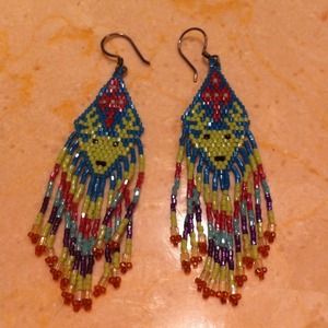 Tribal beaded chandelier earrings
