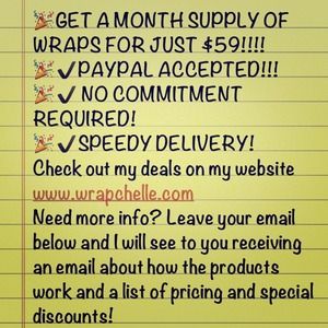 🎉A MONTH SUPPLY OF WRAPS FOR $59!✔PayPal 🙅Trades