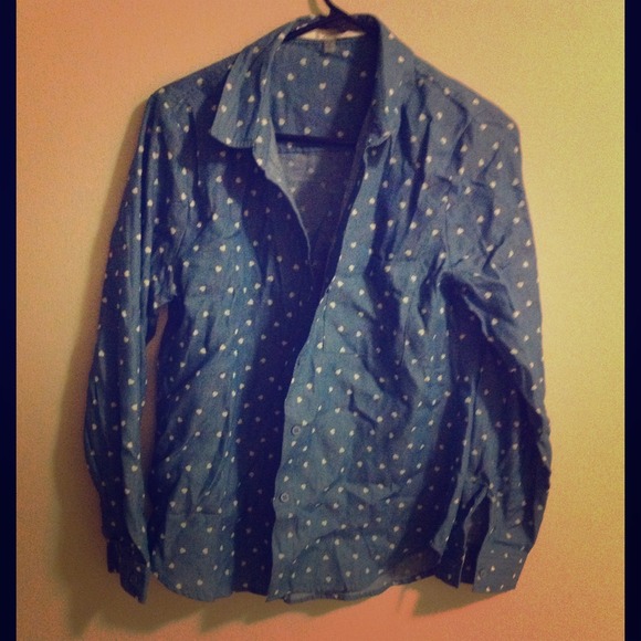 Nasty Gal Tops - NWOT Brand new nasty gal demin heart-dotted shirt