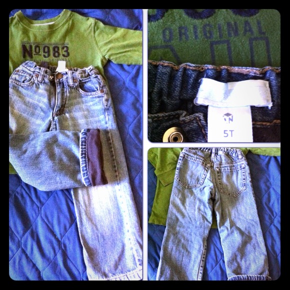 Old Navy Fleece Lined Jeans W/ Nautica Shirt