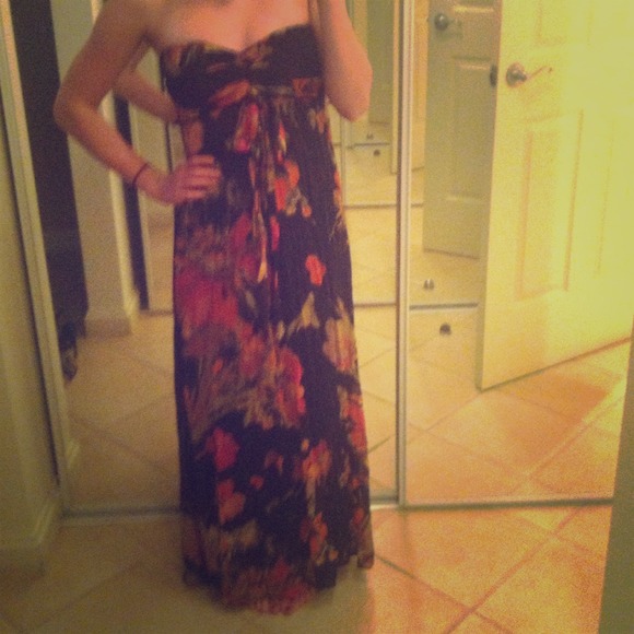 Strapless Floral Maxi Dress