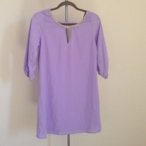 New - Lilac Beaded Neckline Shift Dress