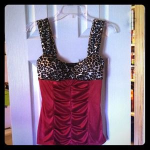 Gorgeous pepper red & animal print top