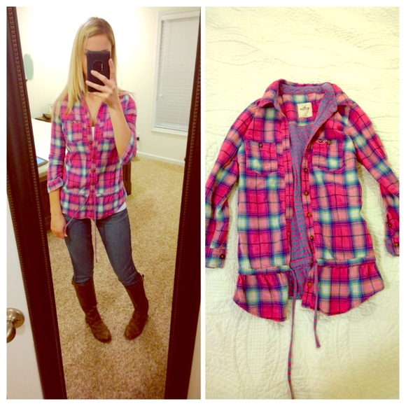 !!SOLD!! Hollister soft flannel 3/4 sleeve shirt