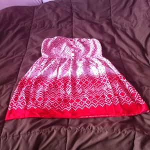 red and white strapless dress forever21