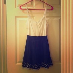 White with Navy dress