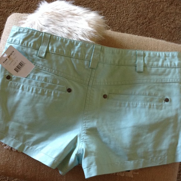 Free People Vegan Leather "Powder Blu" Shorts - Picture 2 of 3