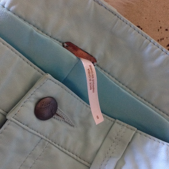 Free People Vegan Leather "Powder Blu" Shorts - Picture 3 of 3